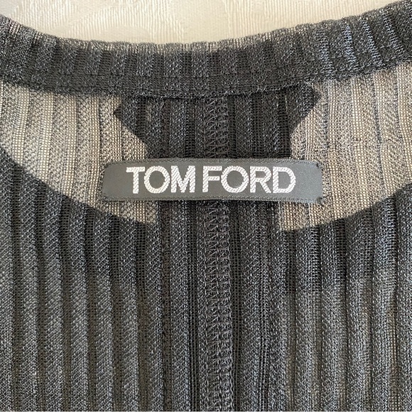 TOM FORD Rib Transparent Jersey Fitted T-Shirt - Picture 12 of 15